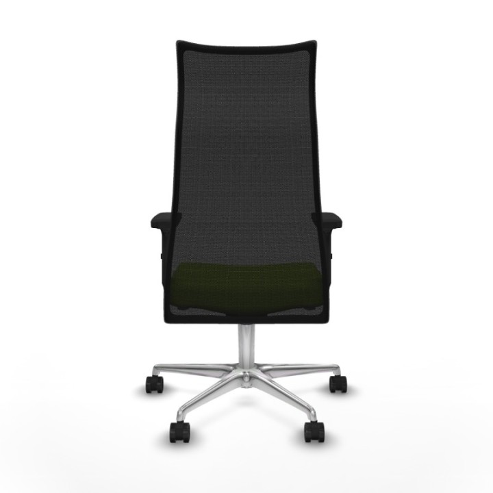 Albacete malla sincro malla negra similpiel pistacho brazos 2D base aluminio ruedas 65 mm nailon