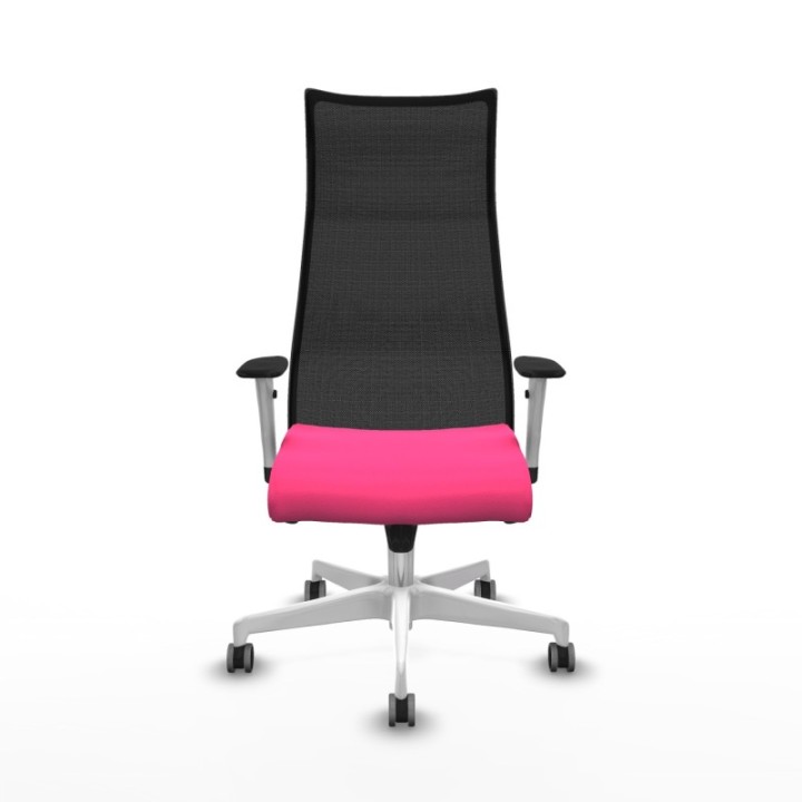 Albacete malla sincro malla negra similpiel rosa brazos blancos base blanca ruedas 65mm engomadas