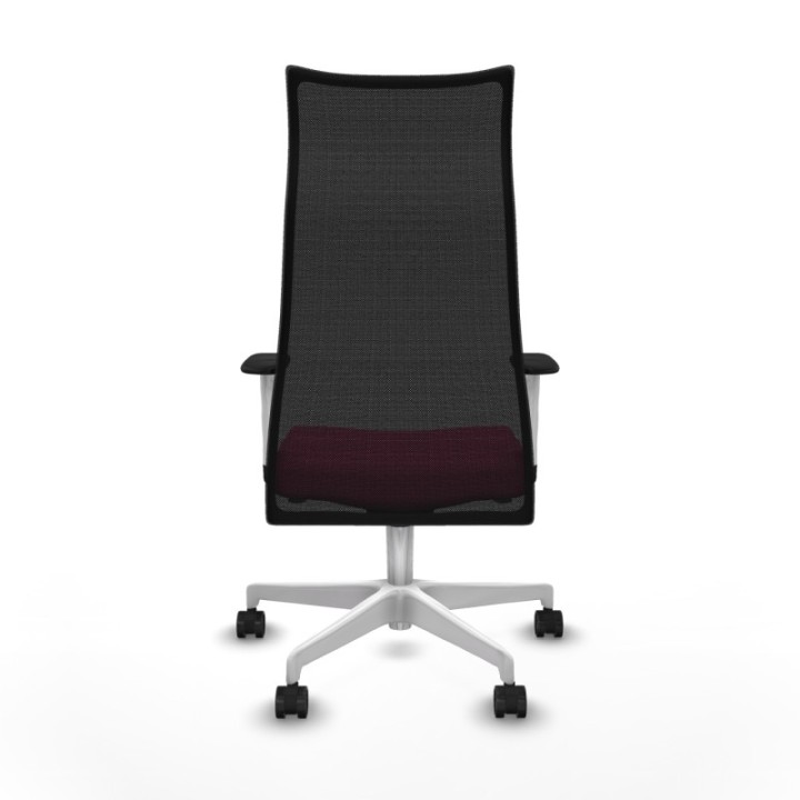 Albacete malla sincro malla negra similpiel rosa brazos blancos base blanca ruedas 65 mm nailon