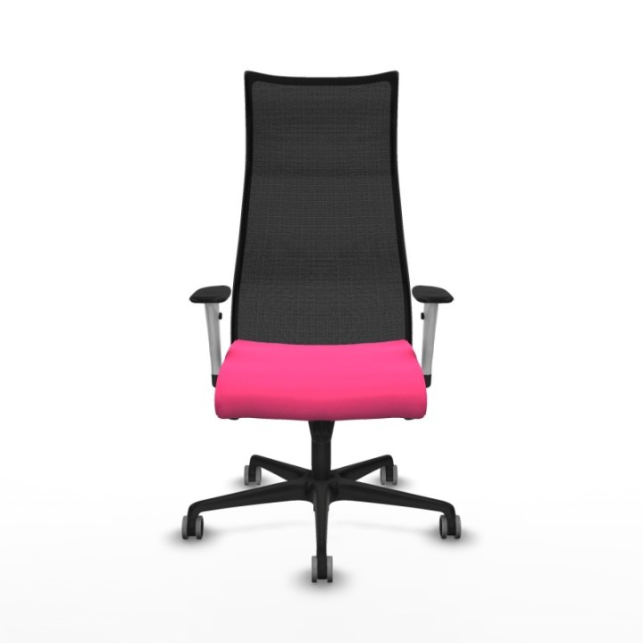 Albacete malla sincro malla negra similpiel rosa brazos blancos base nailon ruedas 65mm engomadas