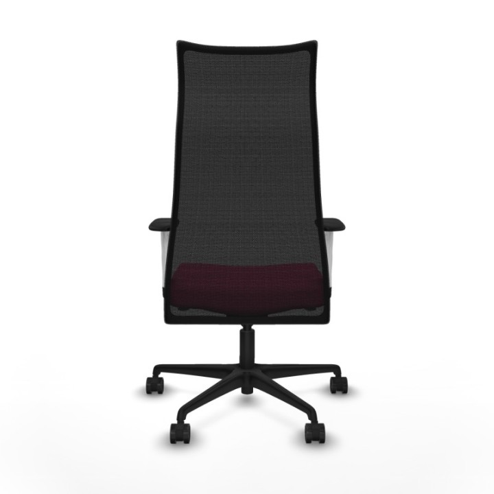 Albacete malla sincro malla negra similpiel rosa brazos blancos base nailon ruedas 65 mm nailon