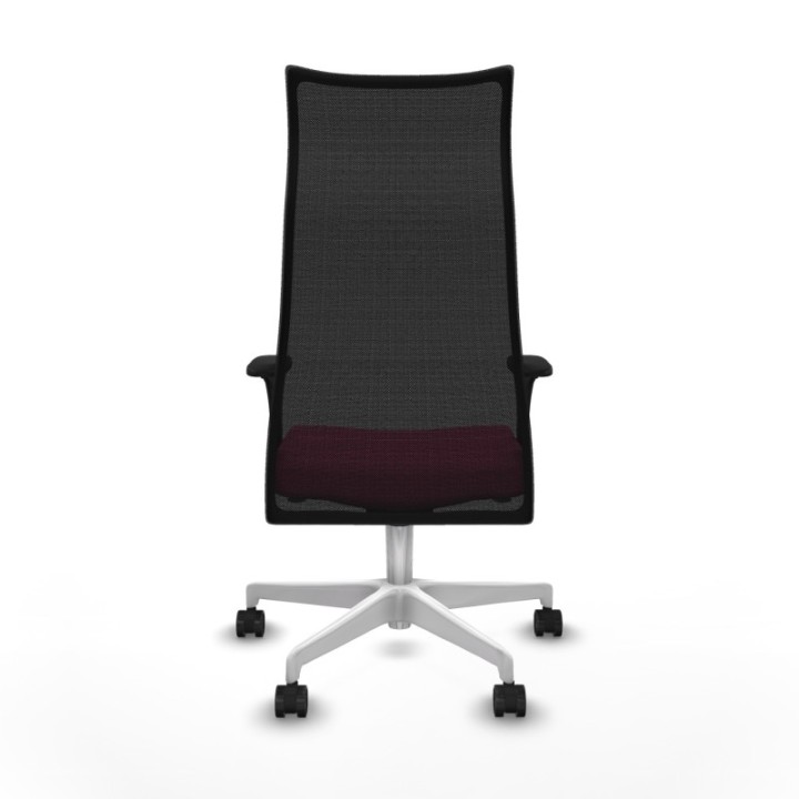 Albacete malla sincro malla negra similpiel rosa brazos 1D base blanca ruedas 65 mm nailon