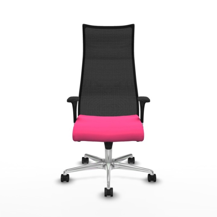 Albacete malla sincro malla negra similpiel rosa brazos 1D base aluminio ruedas 65 mm nailon