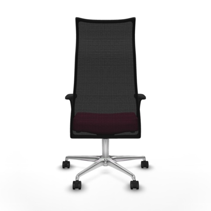 Albacete malla sincro malla negra similpiel rosa brazos 1D base aluminio ruedas 65 mm nailon