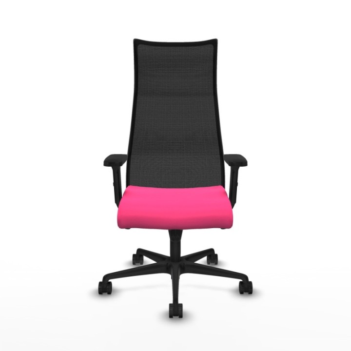 Albacete malla sincro malla negra similpiel rosa brazos 2D base nailon ruedas 65 mm nailon