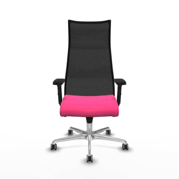 Albacete malla sincro malla negra similpiel rosa brazos 2D base aluminio ruedas 65mm engomadas