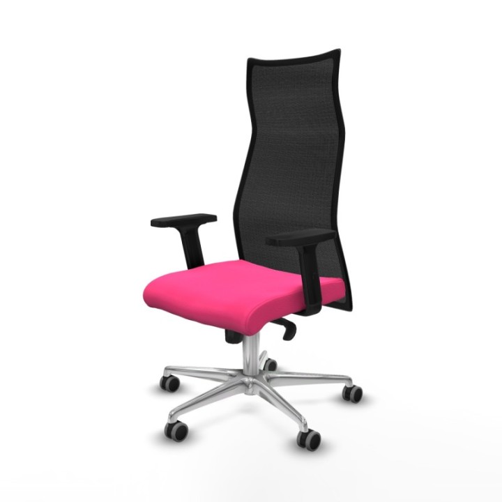 Albacete malla sincro malla negra similpiel rosa brazos 2D base aluminio ruedas 65mm engomadas