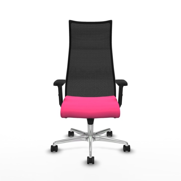 Albacete malla sincro malla negra similpiel rosa brazos 2D base aluminio ruedas 65 mm nailon