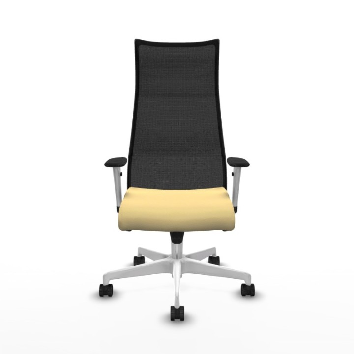 Albacete malla sincro malla negra similpiel crema brazos blancos base blanca ruedas 65 mm nailon