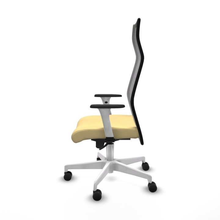 Albacete malla sincro malla negra similpiel crema brazos blancos base blanca ruedas 65 mm nailon