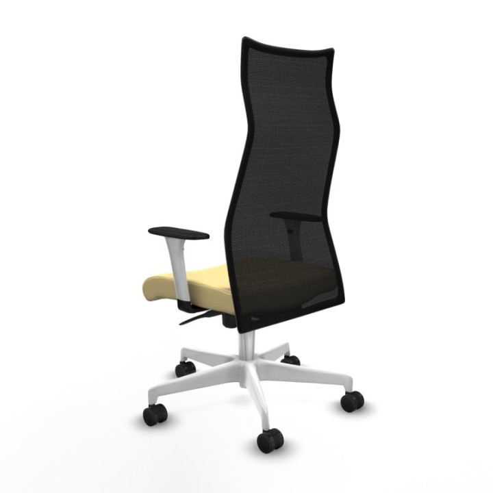 Albacete malla sincro malla negra similpiel crema brazos blancos base blanca ruedas 65 mm nailon