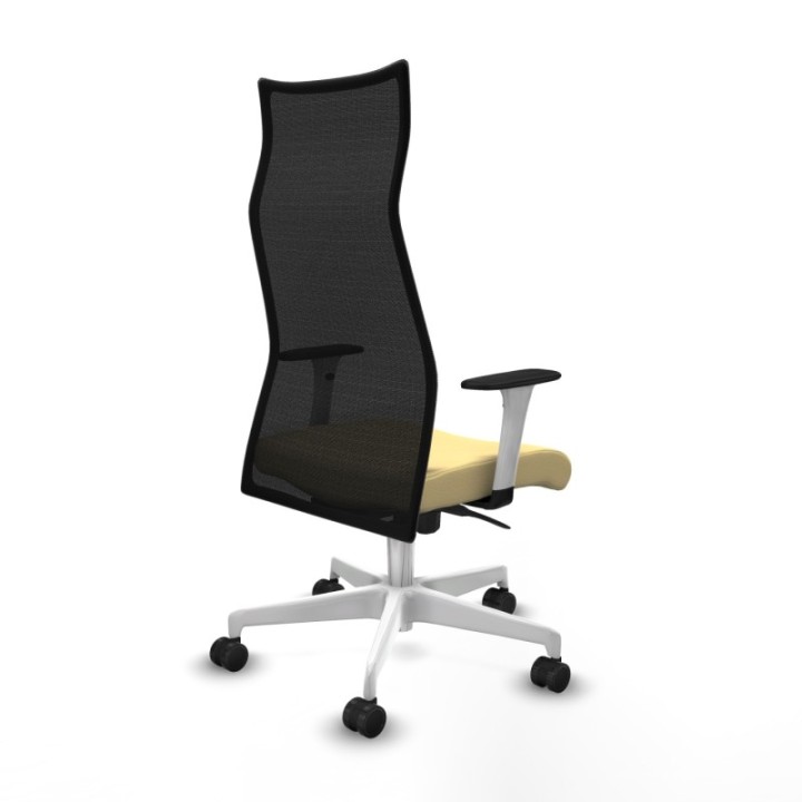 Albacete malla sincro malla negra similpiel crema brazos blancos base blanca ruedas 65 mm nailon