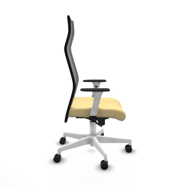 Albacete malla sincro malla negra similpiel crema brazos blancos base blanca ruedas 65 mm nailon