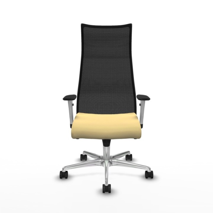 Albacete malla sincro malla negra similpiel crema brazos blancos base aluminio ruedas 65 mm nailon