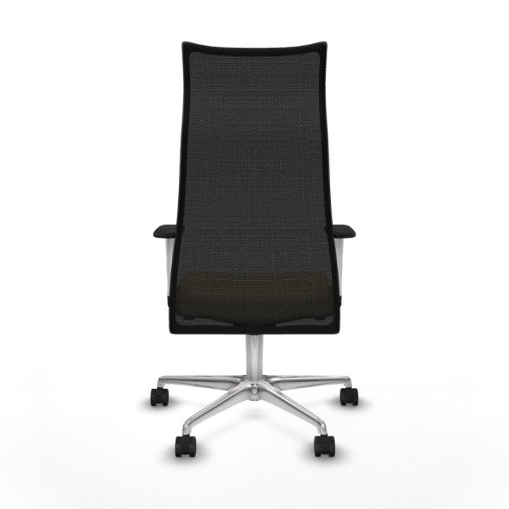 Albacete malla sincro malla negra similpiel crema brazos blancos base aluminio ruedas 65 mm nailon