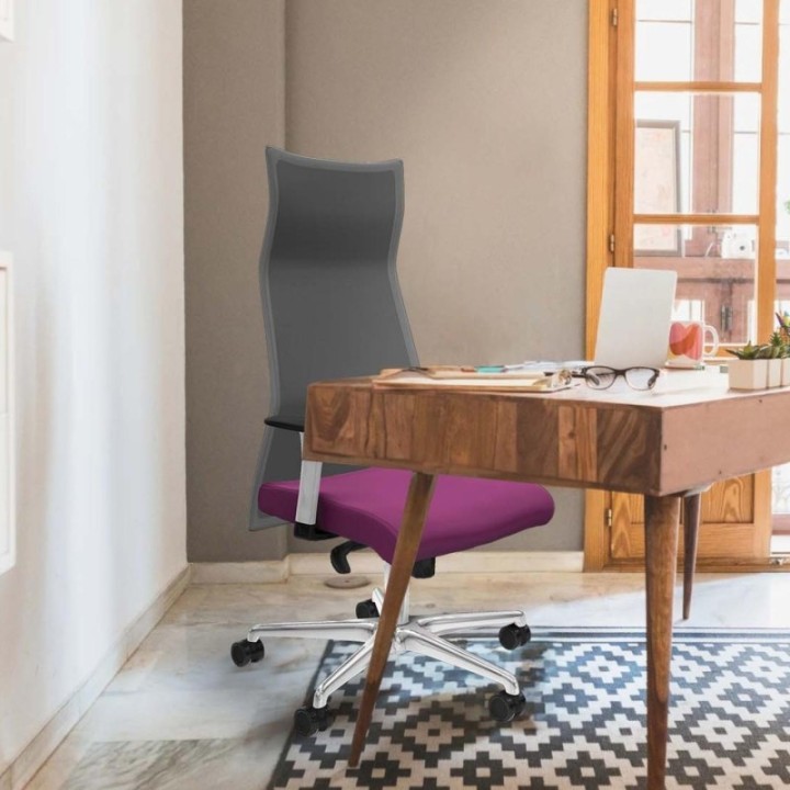 Albacete malla sincro malla negra similpiel crema brazos blancos base aluminio ruedas 65 mm nailon