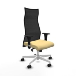 Albacete malla sincro malla negra similpiel crema brazos 1D base blanca ruedas 65 mm nailon