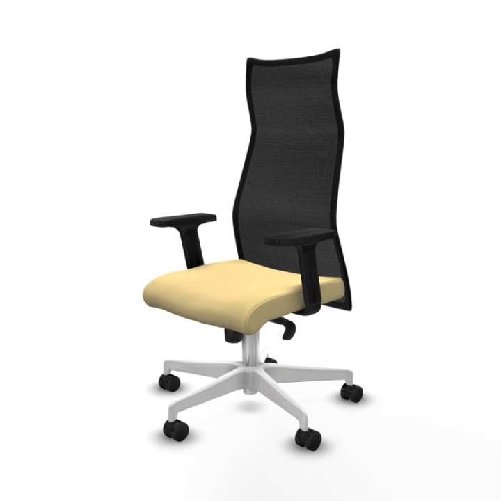 Albacete malla sincro malla negra similpiel crema brazos 2D base blanca ruedas 65 mm nailon