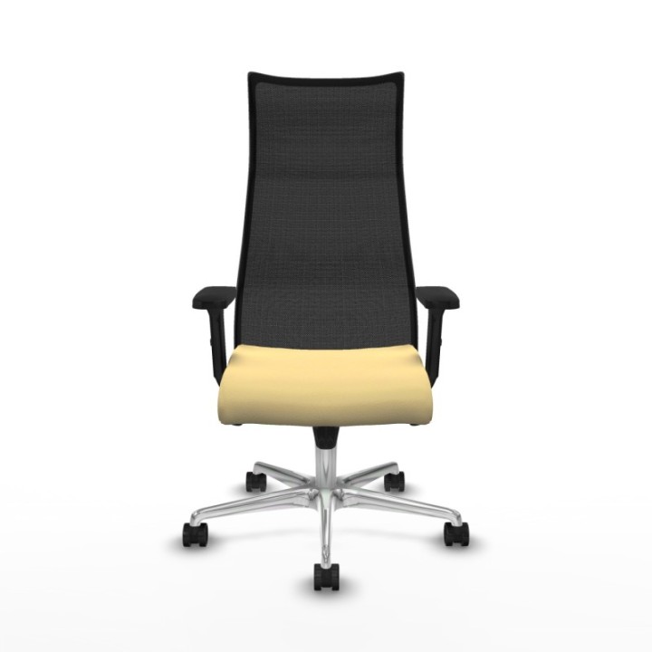 Albacete malla sincro malla negra similpiel crema brazos 2D base aluminio ruedas 65 mm nailon