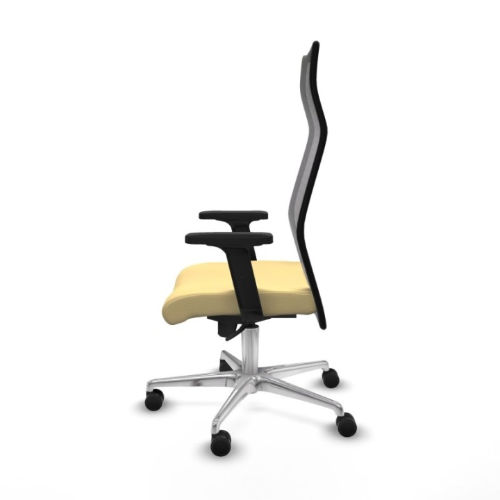 Albacete malla sincro malla negra similpiel crema brazos 2D base aluminio ruedas 65 mm nailon