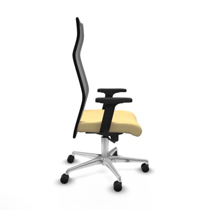 Albacete malla sincro malla negra similpiel crema brazos 2D base aluminio ruedas 65 mm nailon