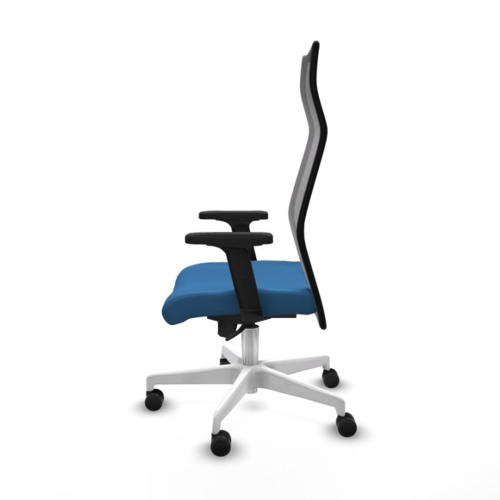 Albacete malla sincro malla negra similpiel azul claro brazos 2D base blanca ruedas 65 mm nailon