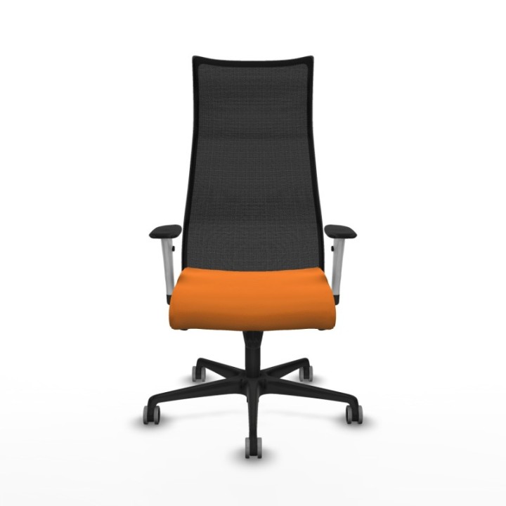 Albacete malla sincro malla negra similpiel naranja brazos blancos base nailon ruedas 65mm engomadas