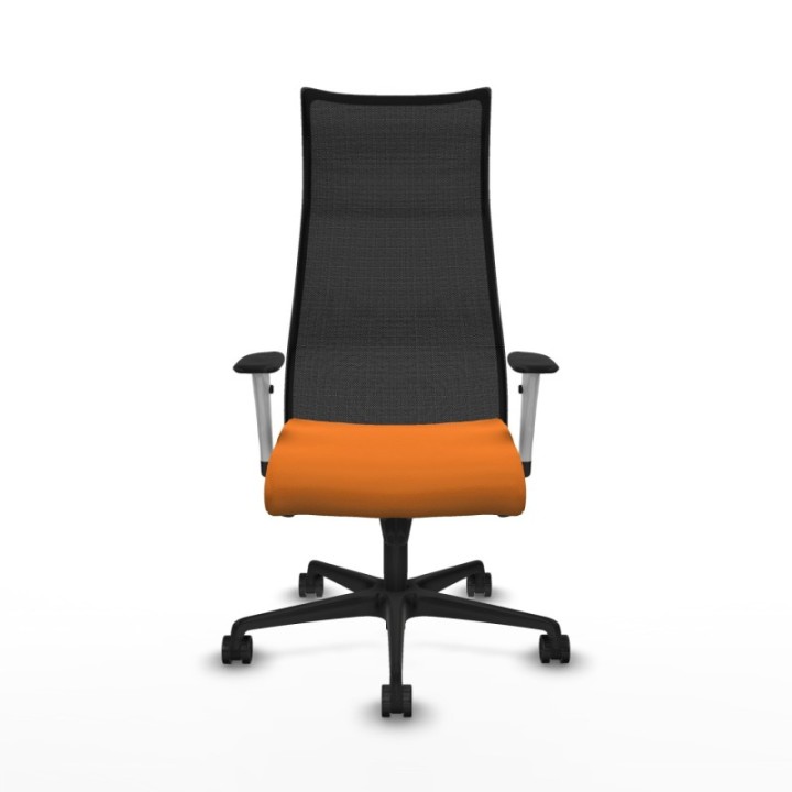 Albacete malla sincro malla negra similpiel naranja brazos blancos base nailon ruedas 65 mm nailon