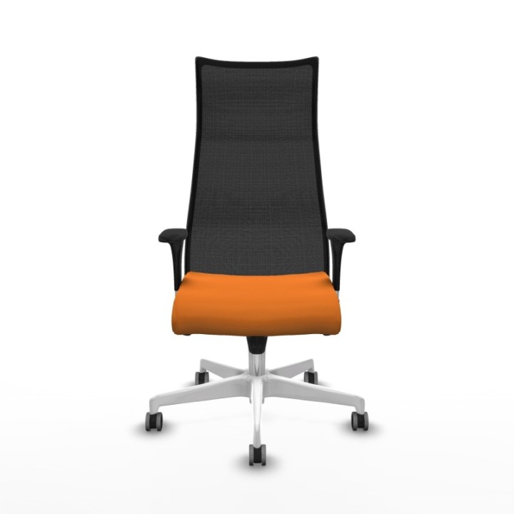 Albacete malla sincro malla negra similpiel naranja brazos 1D base blanca ruedas 65mm engomadas