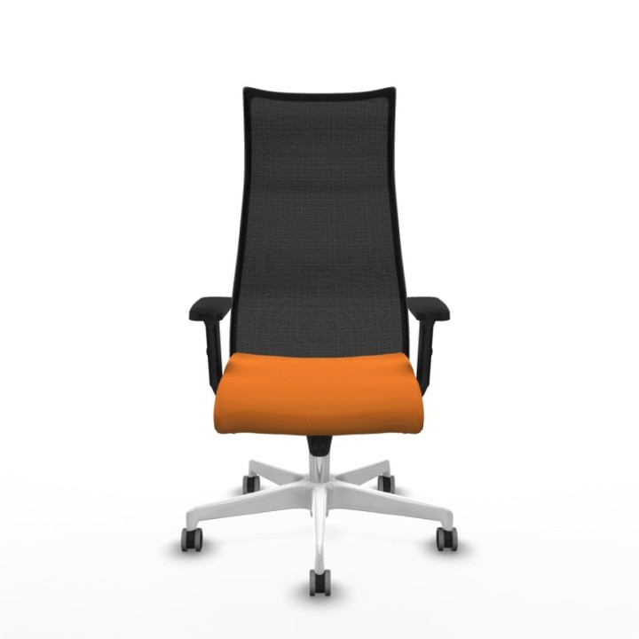 Albacete malla sincro malla negra similpiel naranja brazos 2D base blanca ruedas 65mm engomadas