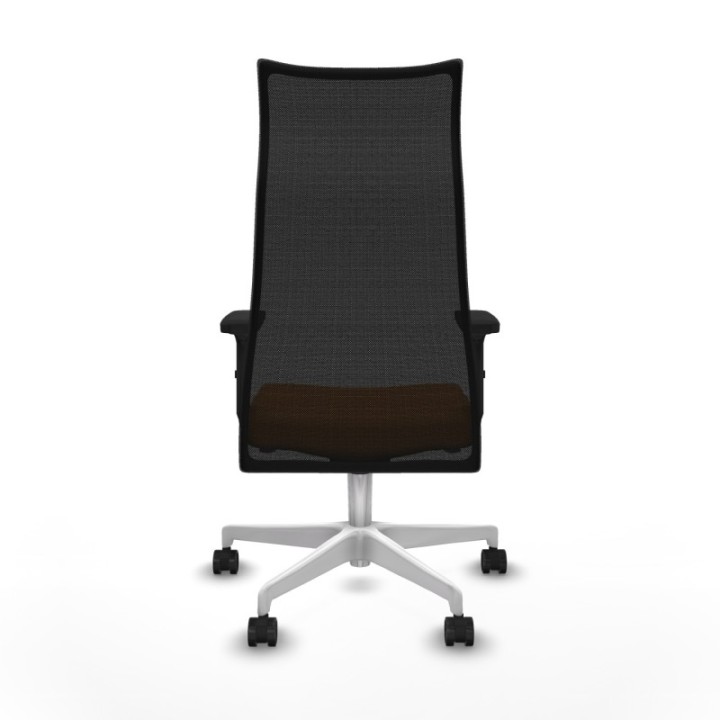 Albacete malla sincro malla negra similpiel naranja brazos 2D base blanca ruedas 65 mm nailon