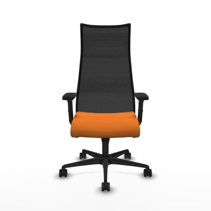 Albacete malla sincro malla negra similpiel naranja brazos 2D base nailon ruedas 65 mm nailon