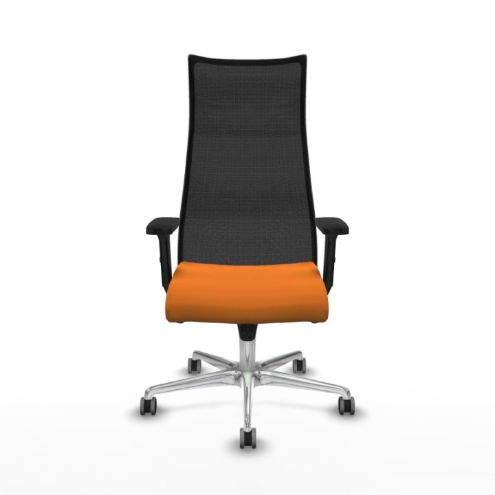 Albacete malla sincro malla negra similpiel naranja brazos 2D base aluminio ruedas 65mm engomadas