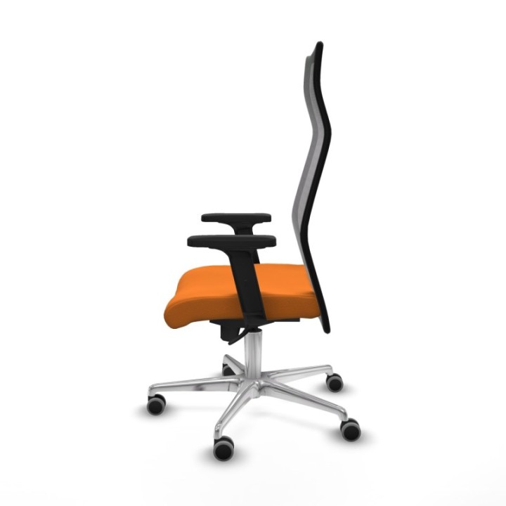 Albacete malla sincro malla negra similpiel naranja brazos 2D base aluminio ruedas 65mm engomadas