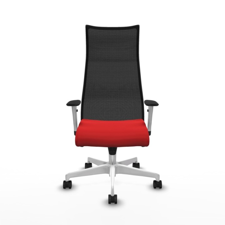 Albacete malla sincro malla negra similpiel rojo brazos blancos base blanca ruedas 65 mm nailon