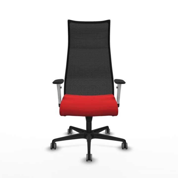 Albacete malla sincro malla negra similpiel rojo brazos blancos base nailon ruedas 65mm engomadas