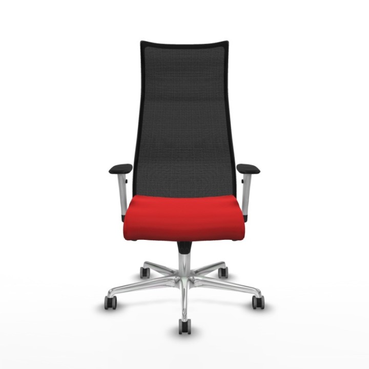 Albacete malla sincro malla negra similpiel rojo brazos blancos base aluminio ruedas 65mm engomadas