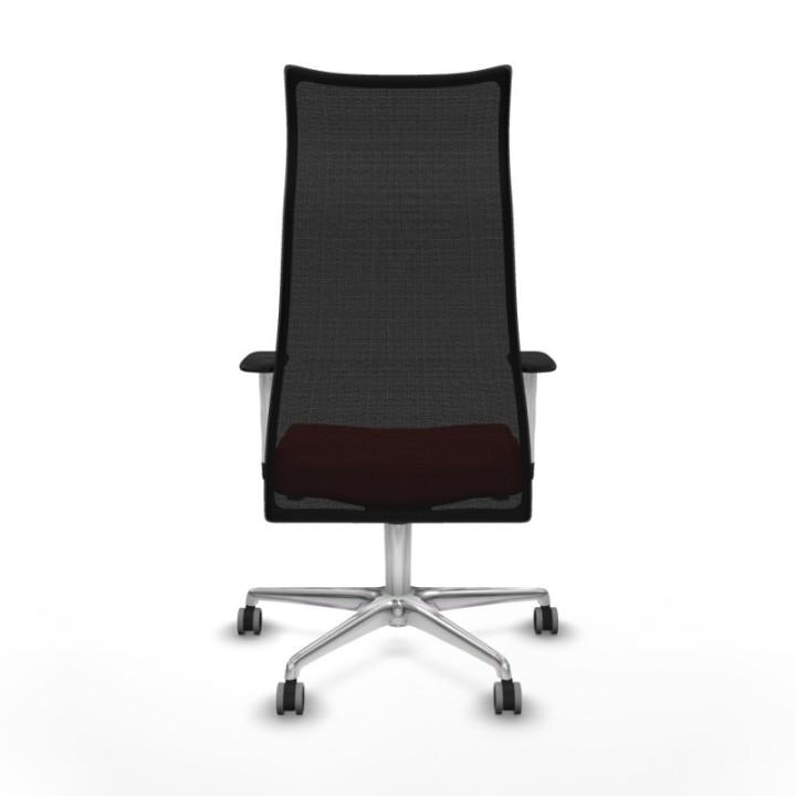 Albacete malla sincro malla negra similpiel rojo brazos blancos base aluminio ruedas 65mm engomadas