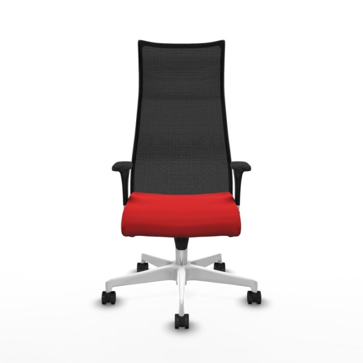 Albacete malla sincro malla negra similpiel rojo brazos 1D base blanca ruedas 65 mm nailon