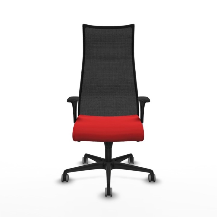 Albacete malla sincro malla negra similpiel rojo brazos 1D base nailon ruedas 65mm engomadas