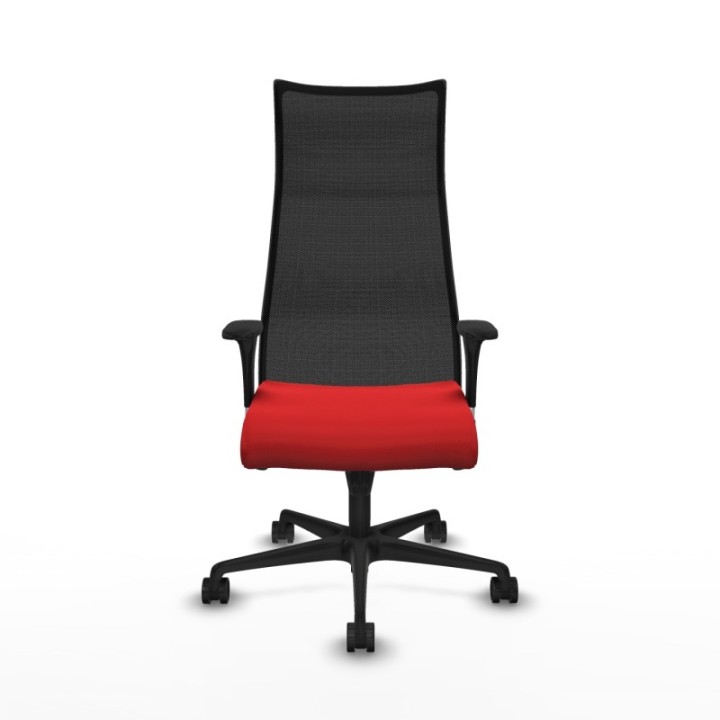 Albacete malla sincro malla negra similpiel rojo brazos 1D base nailon ruedas 65 mm nailon