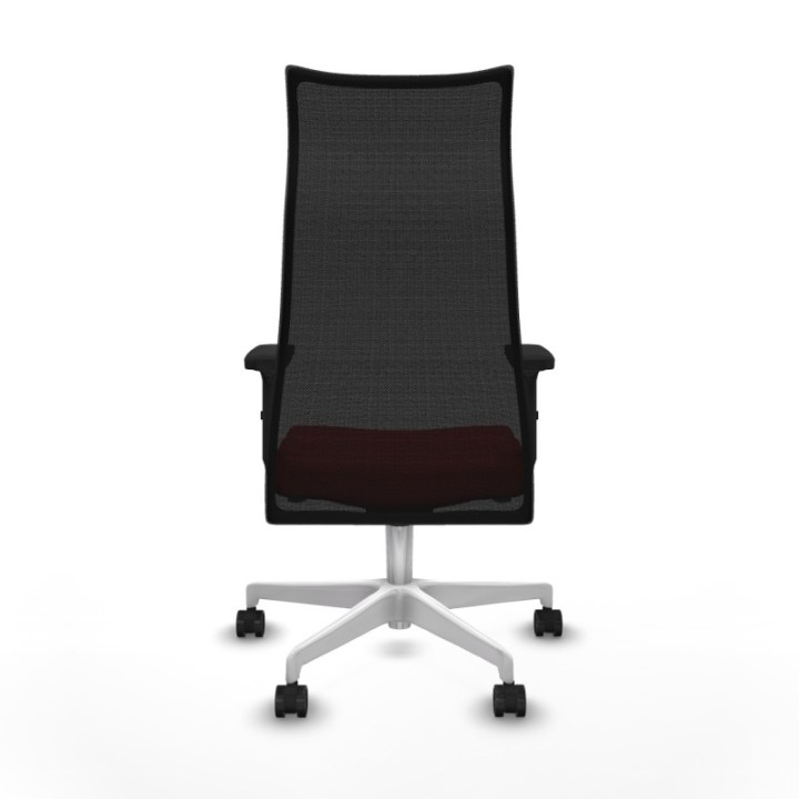 Albacete malla sincro malla negra similpiel rojo brazos 2D base blanca ruedas 65 mm nailon