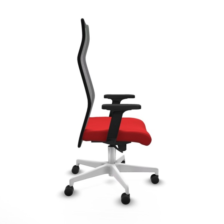 Albacete malla sincro malla negra similpiel rojo brazos 2D base blanca ruedas 65 mm nailon