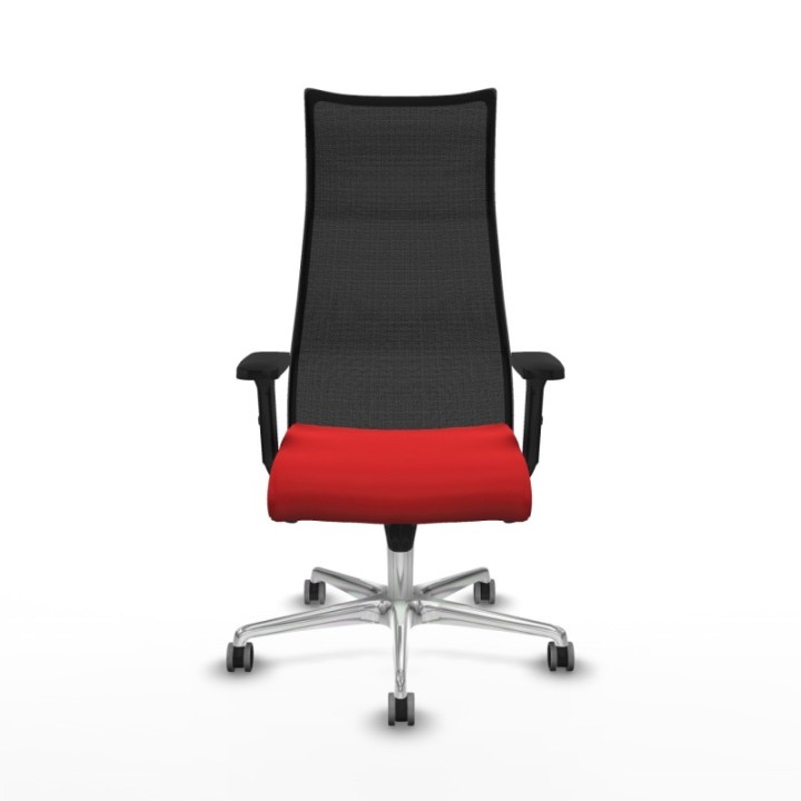 Albacete malla sincro malla negra similpiel rojo brazos 2D base aluminio ruedas 65mm engomadas