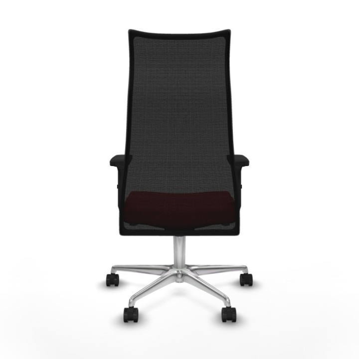 Albacete malla sincro malla negra similpiel rojo brazos 2D base aluminio ruedas 65 mm nailon