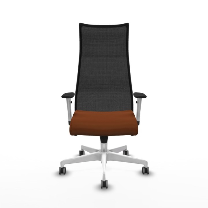 Albacete malla sincro malla negra similpiel marrón brazos blancos base blanca ruedas 65mm engomadas