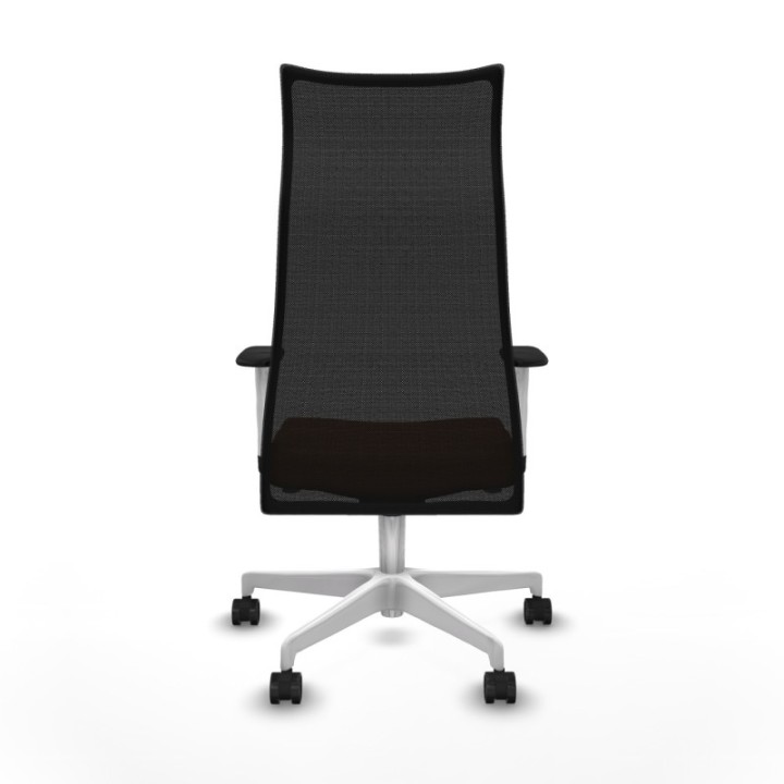 Albacete malla sincro malla negra similpiel marrón brazos blancos base blanca ruedas 65 mm nailon