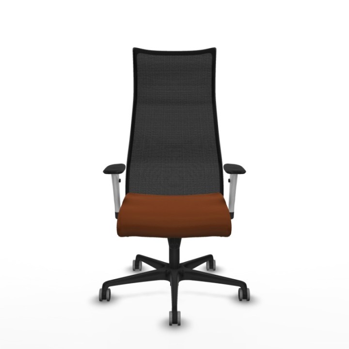 Albacete malla sincro malla negra similpiel marrón brazos blancos base nailon ruedas 65mm engomadas