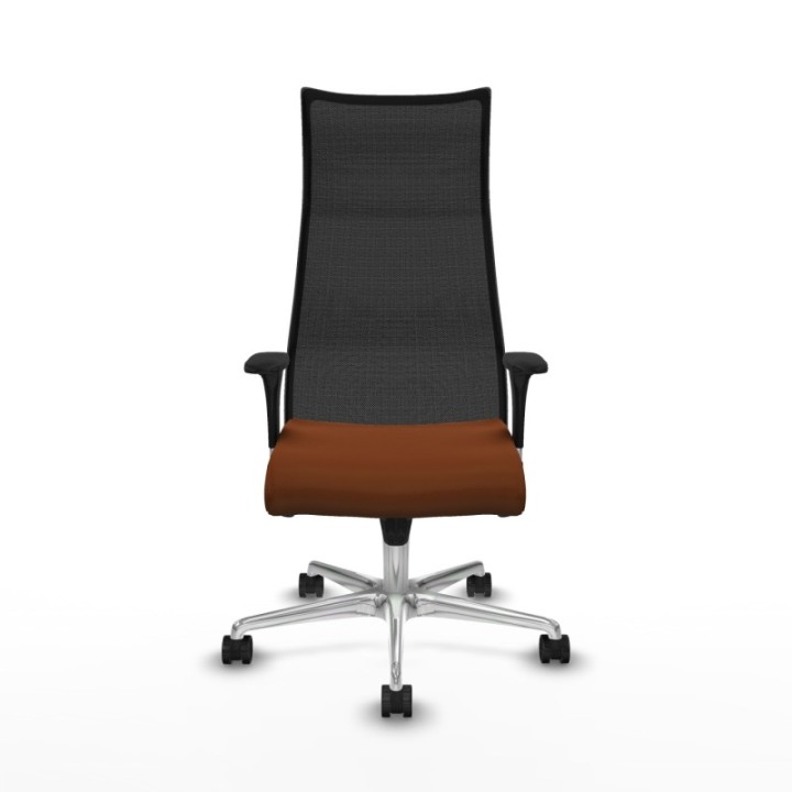 Albacete malla sincro malla negra similpiel marrón brazos 1D base aluminio ruedas 65 mm nailon