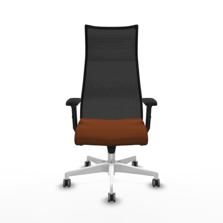 Albacete malla sincro malla negra similpiel marrón brazos 2D base blanca ruedas 65mm engomadas